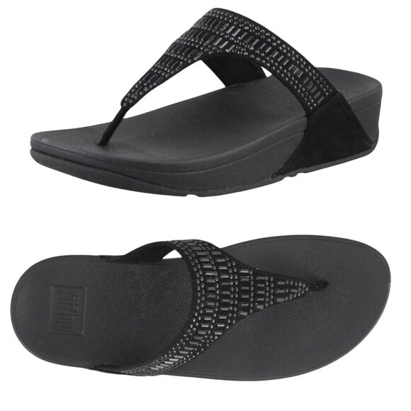 FITFLOP Women's Size 10 Flare Shoes Sandals Black Thong Flip Flop Sandals - Picture 1 of 12
